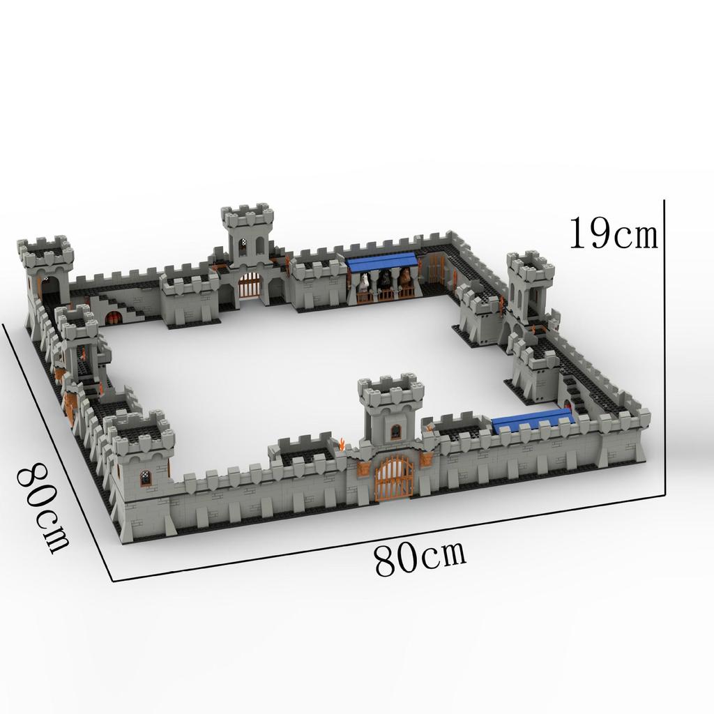 Medieval City Block Building Set - Interlocking Tower and Wall Scene Assembly