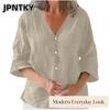 JPNTKY Women's Fashion Casual Solid Color Print 3/4 Sleeves V Neck Blouses & Shirts