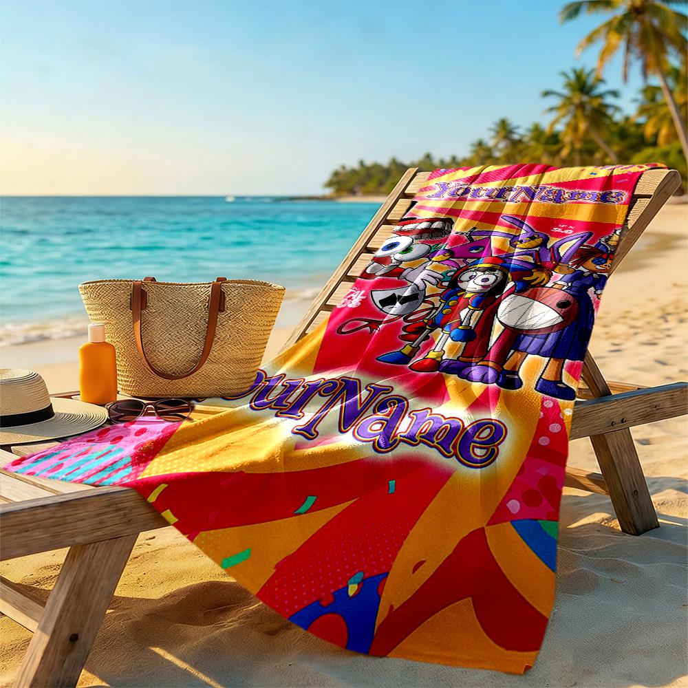 Digital Circus Personalized Name Beach Towel High Absorbency & Quick-Dry Perfect for Traveling Yoga Camping and Swimming