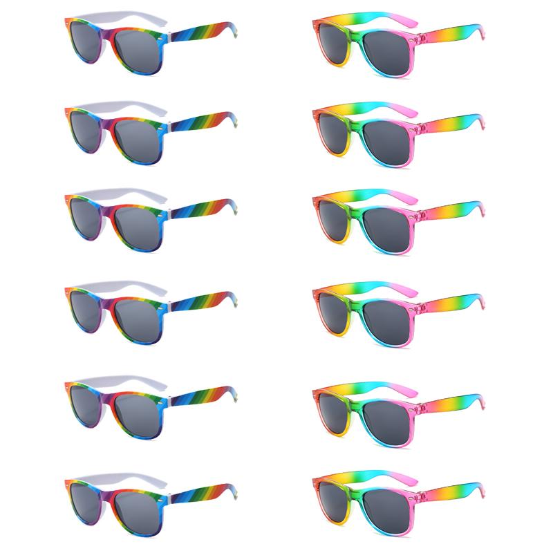 12 Pairs Per Set Fashion Rainbow Shades Retro Square Women's Decoration Sunglasses Ins Brand Design Lady Sun Glasses
