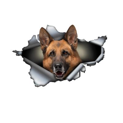 Car Stickers for German Shepherd  Hidden In Holes, Waterproof Irregularly Shaped Car Decoration Decals