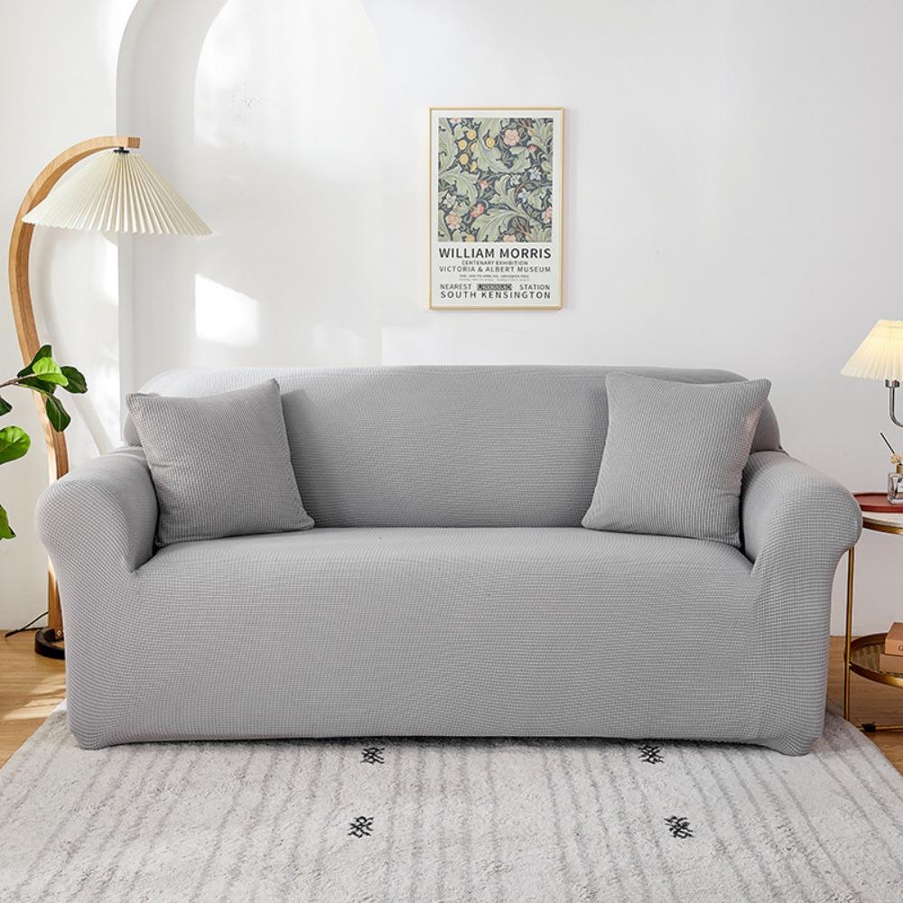 Soft Fleece Sofa Cover Full Elastic Knitted Corn Grain Pure Color Seat Cushion Cover