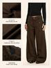 Yongfang Unisex Retro Wide-Leg Work Pants with Button Pocket Design