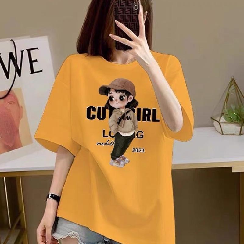 Red short sleeved t-shirt women's loose base shirt top