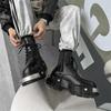 2025 Men's Motorcycle Boots Handmade Leather Lace-Up Platform Shoes Retro Street Style Comfy All-match Ankle Boots