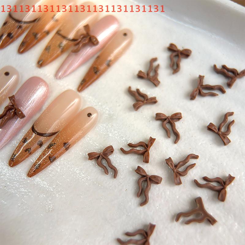 50 Pcs Nail Art Ribbon Bowknot Nail Parts Jewelry for DIY Nail Decorations 3D Resin Flatback Nail Charms Butterfly Bowknot