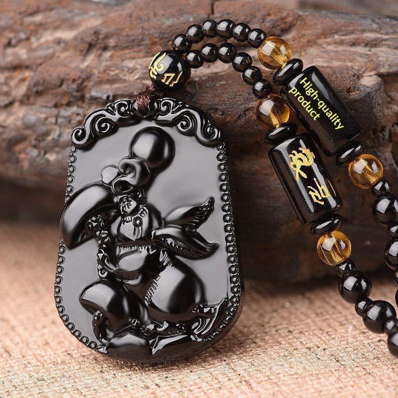 Carved Chinese Twelve Zodiac Lucky Blessing Pendant Imitation Black Obsidian for Party Favor Souvenir