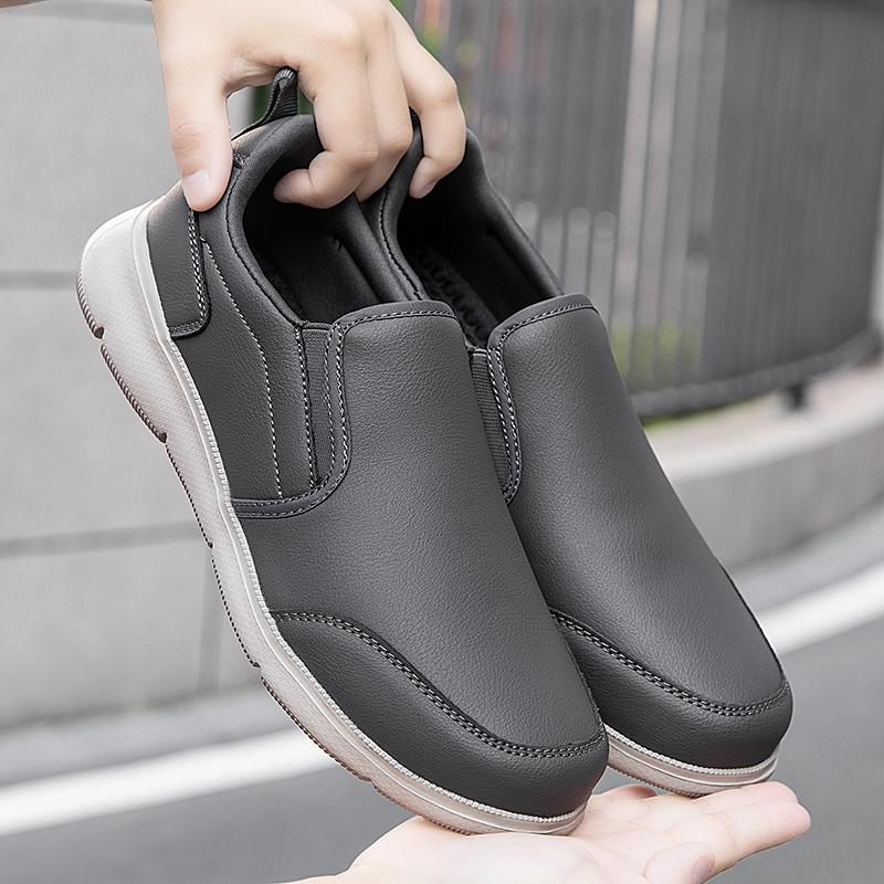 Fashion New Mens Leather Loafers Non Slip Walking Flats Breathable Outdoor Slip on Casual Shoes for Male Work Office Sneakers