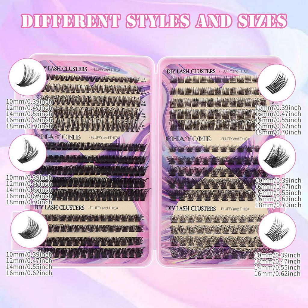 False Eyelash Extension Set, Single Cluster Of 433 Clusters Of 10-18Mm Length Mixed Eyelashes