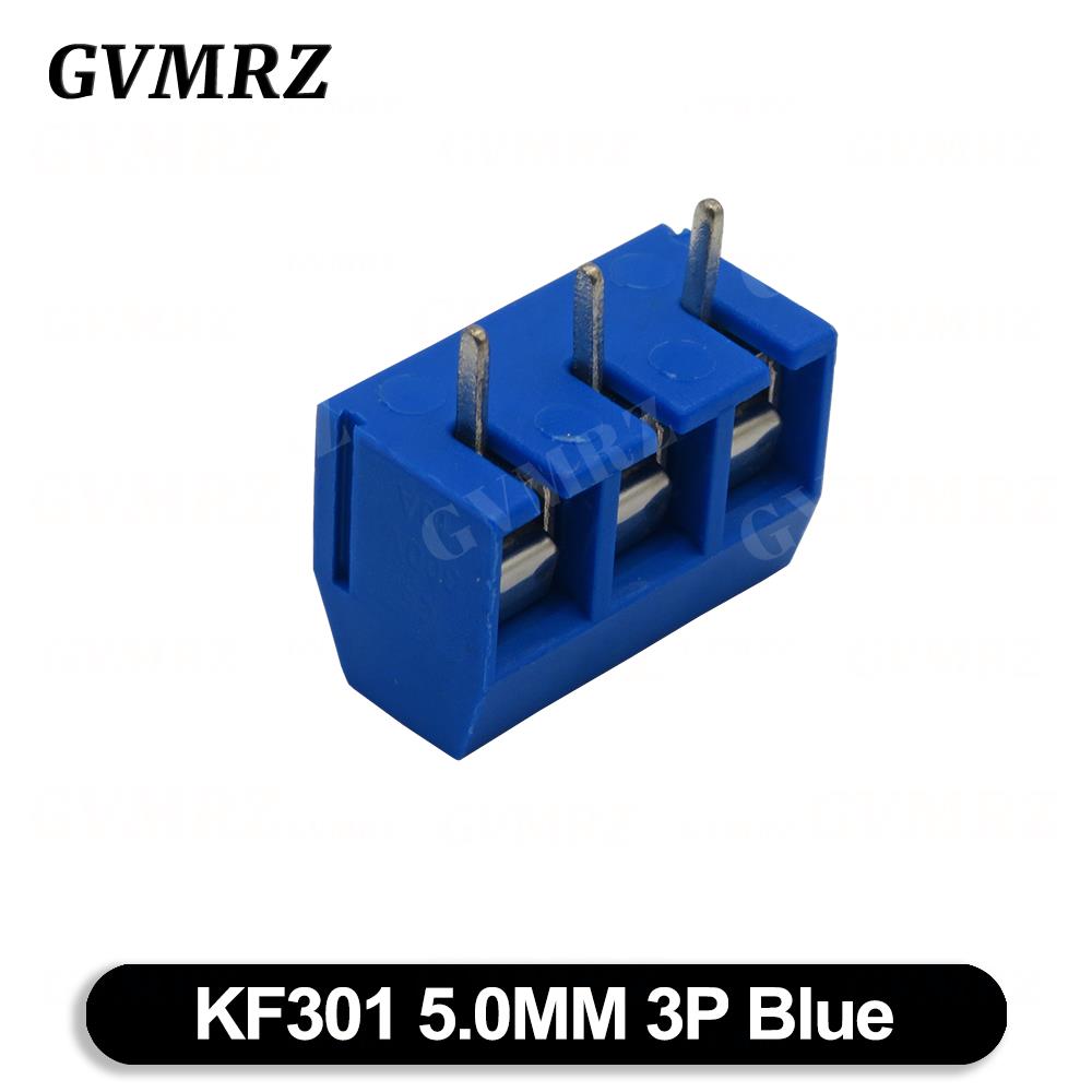 10PCS PCB Terminal Block Connector Pitch 5.0mm KF301 Straight Pin 2P 3P Screw PCB Terminal Blocks Connector Blue Black Green