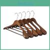 Wooden Garment Hanger With Anti Slip Features For Dress And Coat Storage