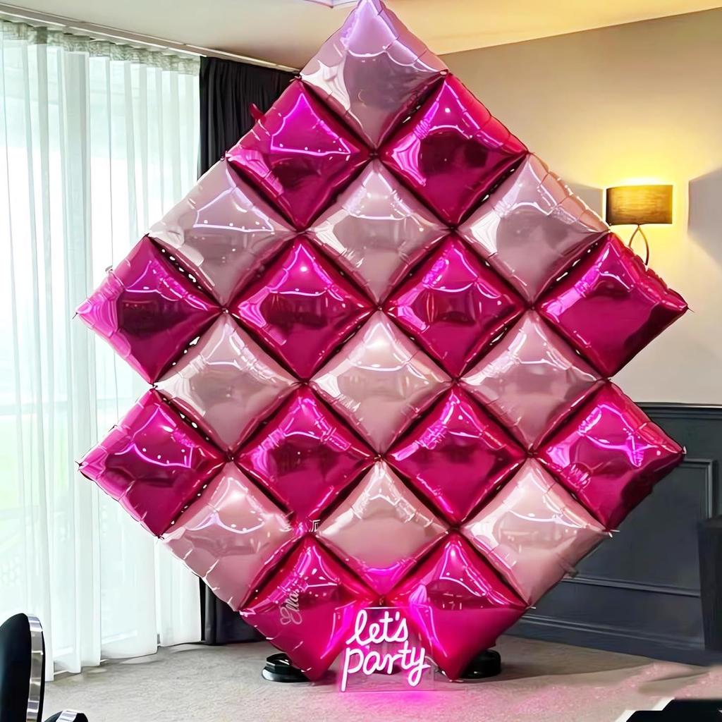 Cube-Patterned Backdrop Balloon Set Birthday Party & Engagement Party Decorations