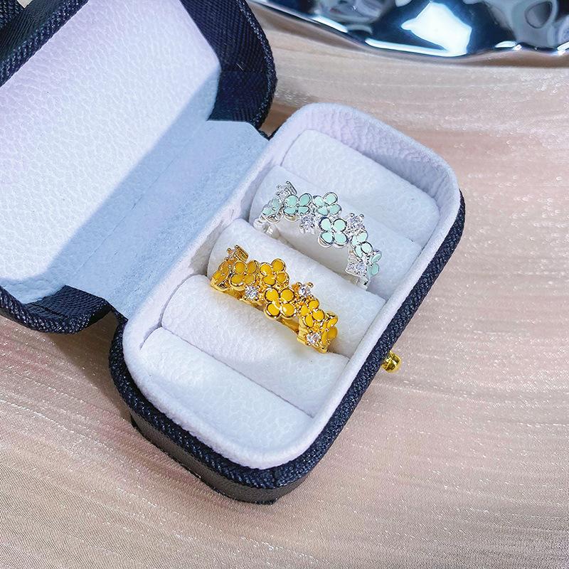 Small Fresh And Cool In Summer, Mint Green Enamel Oil Dripping Opening Ring, Niche Light Luxury High-End Ring