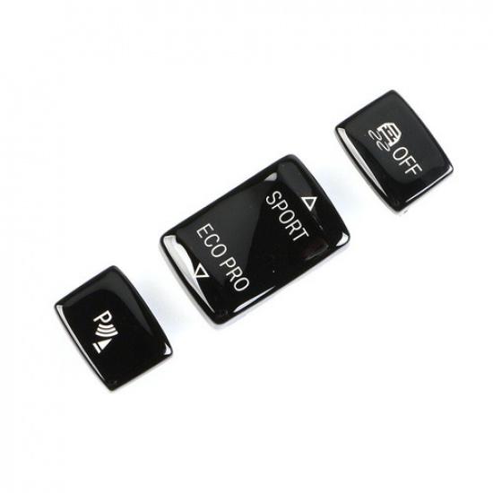 Glossy Black Gear Shift Side Off + Sport + Parking Sensor Button For BMW 3 F30