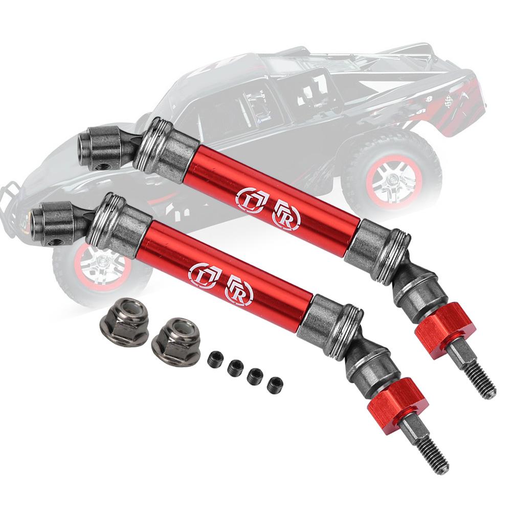 2pcs Front Drive Shaft CVD Transmission Axle for Traxxas Slash 4X4 1 10 RC Truck (Red)