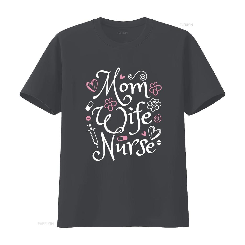 Mom Wife Nurse T Shirt Cute Registered Appreciation Graduation Idea vintage Washed Unisex Top For Everyday Wear Slightly