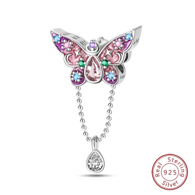 Sweet Romantic Princess Charms S925 Silver Pink Dress Lipstick High Heels Perfume Beads 3mm DIY Fine Jewelry Accessories