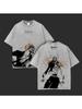 Camiseta de Algodón Lavada Retro Suelta de Manga Corta Anime BLEACH para Hombres y Mujeres