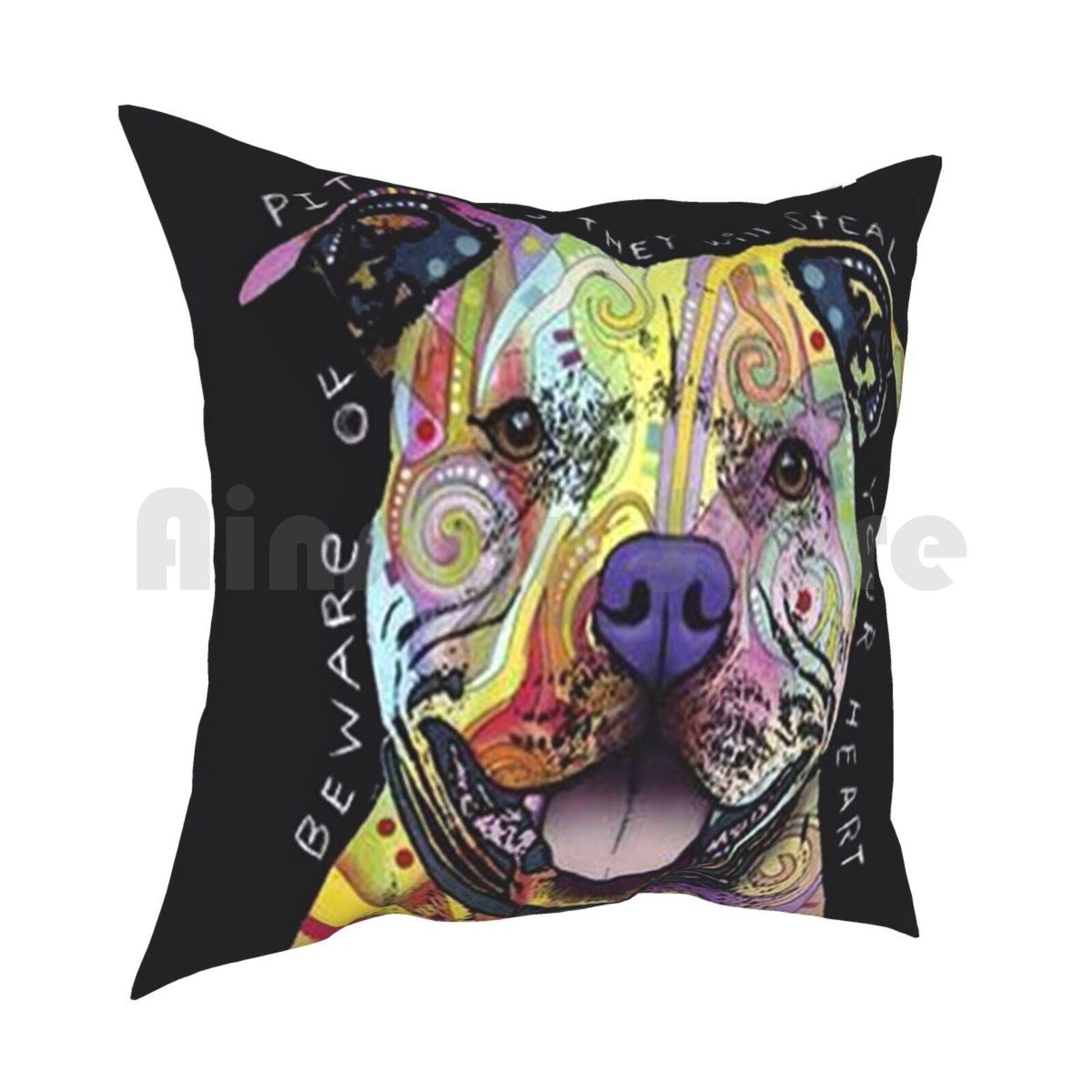 Colourful Pit Bulls Pitbull Lover Pillow Case Printed Home Soft DIY Pillow Cover Colourful Pit Bulls Pitbull Lover Pit 30x30cm 12x12in