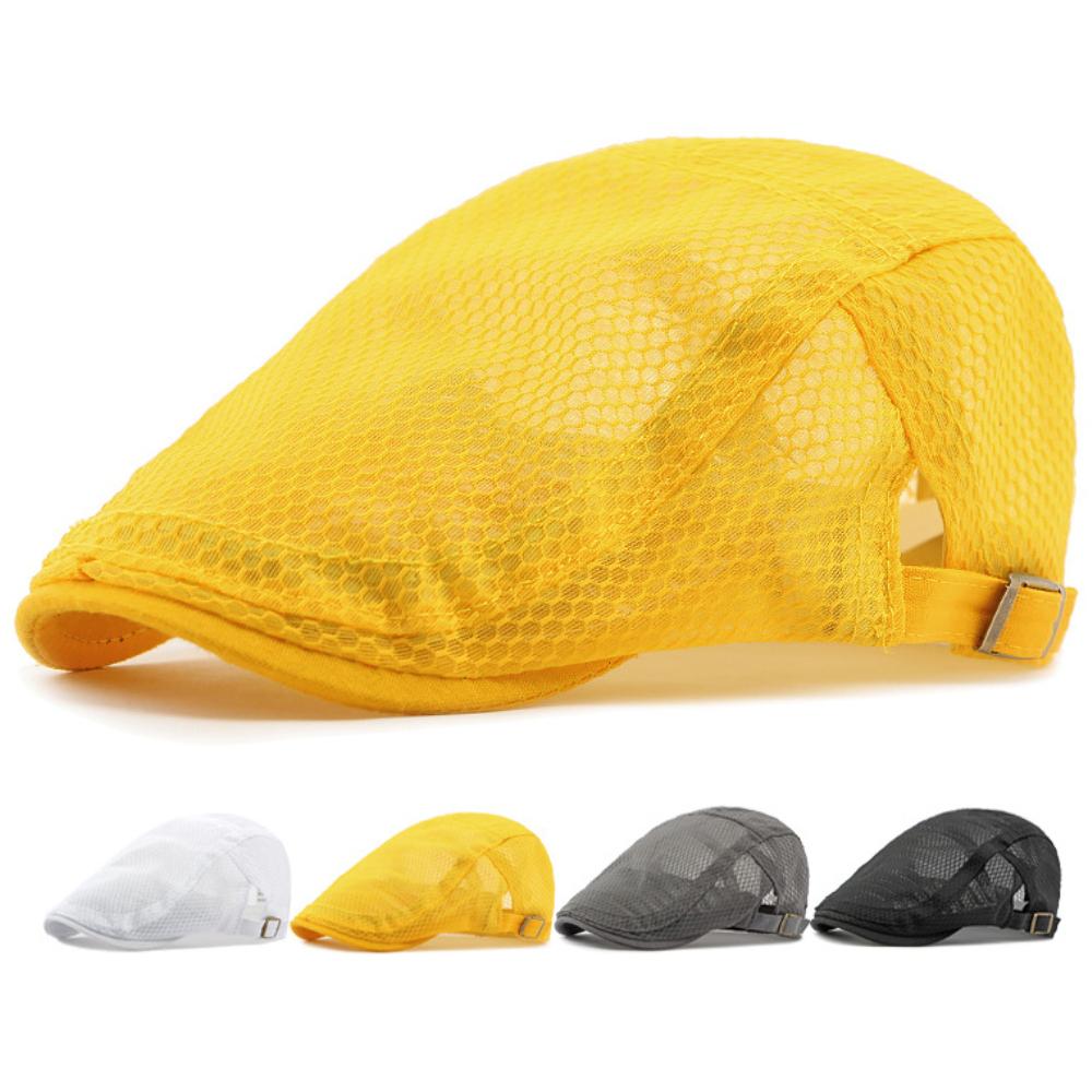 HT4822 Berets Men Women Spring Summer Mesh Cap Artist Painter Beret Hat Breathable Ivy Flat Cap Male Female Adjustable Beret Cap
