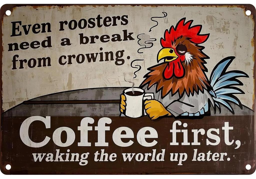 Chicken Metal Tin Sign Vintage 2D Flat with 3D Visual Effect Metal Post Wall Art for Chicken Coops Farms Yards Home Bar Cafe