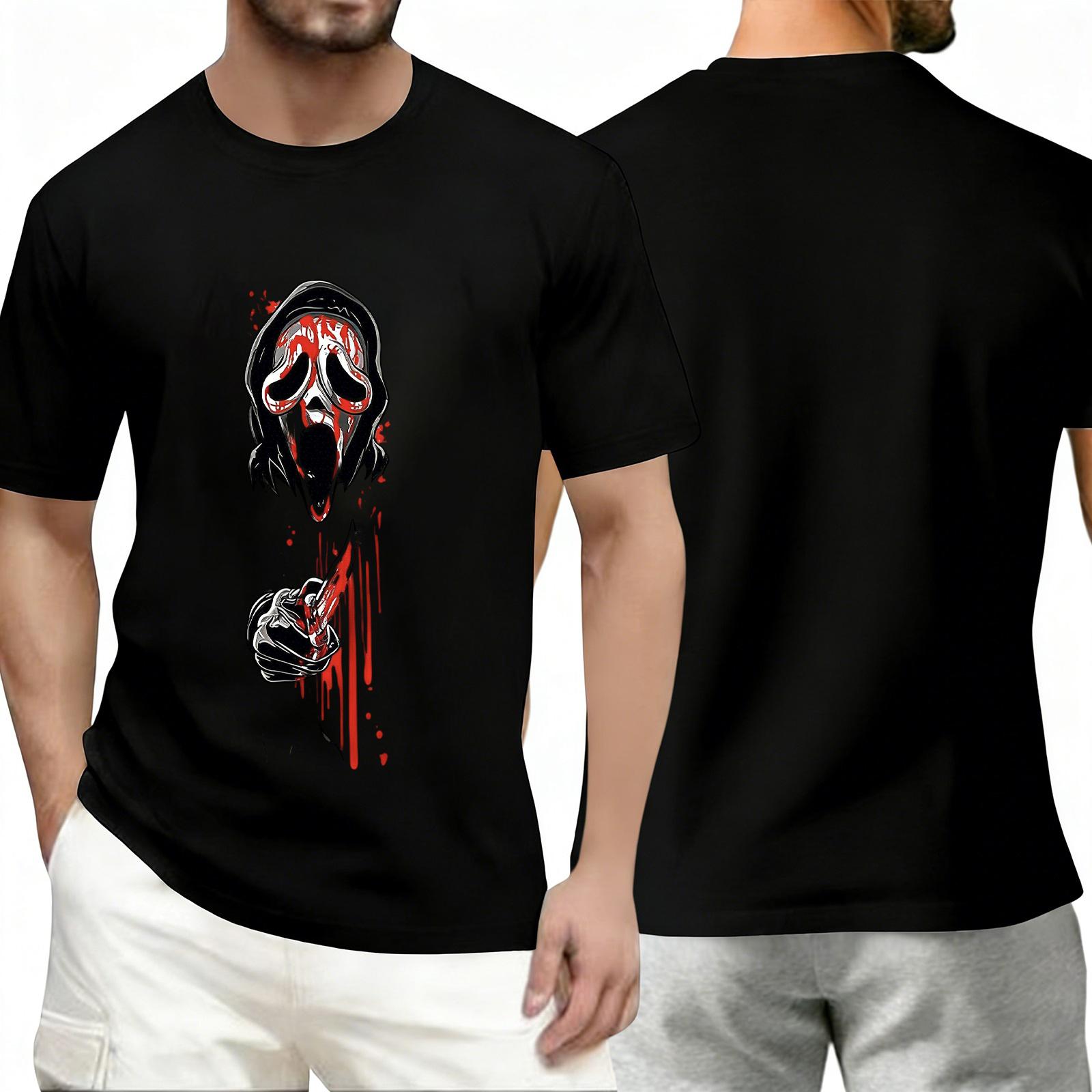 Men s short-sleeved fashionable casual everyday trendy letter print short-sleeved shirt L чёрный