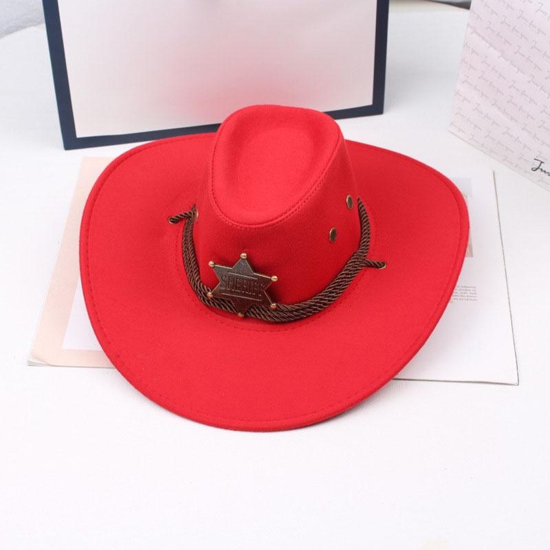 INS Unisex Moterys Vyrai Imitacija Zomša šešiakampė žvaigždė Šerifas plataus krašto apsauginis kremas nuo saulės Kepurėlė Beach Cowboy Cowgirl Vakarų kepurė