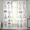 Modern Cartoon Cat Kitty Tulle Curtains Living Room Bedroom Kitchen Decoration Kawaii Animal Pet Chiffon Voile Curtain With Light Filtering Polyester