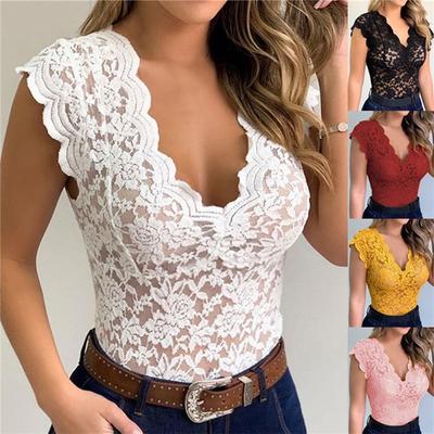New Lace V-neck T-shirt Top