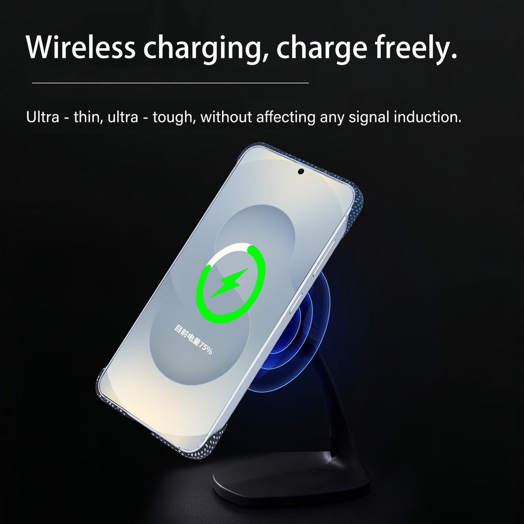 Luxury Matte Frameless Carbon Fibre Wireless Charging Magnetic For Magsafe Case For Samsung Galaxy S25 S24 S23 Plus Ultra Cover