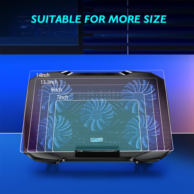 COOLCOOLD Laptop Cooling Pad for 12-17 Inch Laptop Cooler Stand, 5 Quiet Fans, 5 Angle Adjustable with Phone Holder