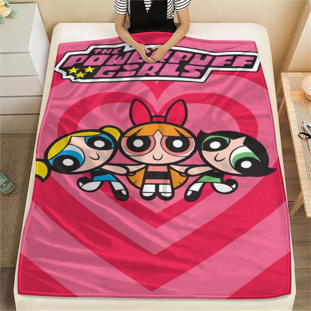 Powerpuff Girls Cartoon Printing Flannel Blanket Bedroom Sofa Camping Warm Blanket Gifts for Family and friends-MJ011