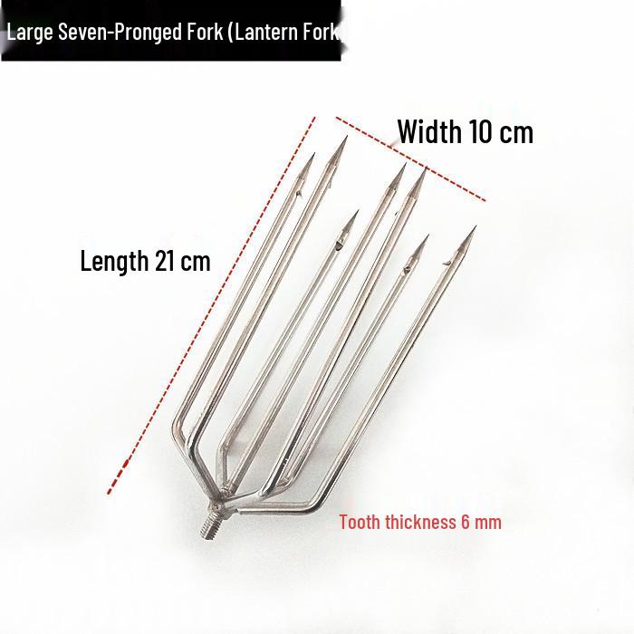 Stainless Steel Multi-functional Barbed Fish Spear Head - Handmade Flat Fork Lantern Design