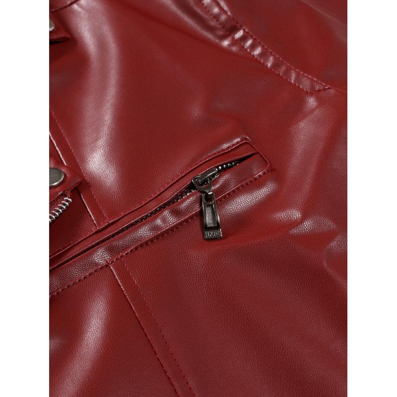 Men's Leather Jacket Spring And Fall Leather Jacket Handsome Horizontal Zipper Biker Suit Large Size Jacket