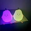 New Creative Mini Cute Cartoon Pear Shaped Pat Light Bedroom Lamp Soft Silicone Rechargeable Night Light