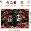 Ghost Festival background - sugar skull photography background - Mexican festival - marigold flower decoration