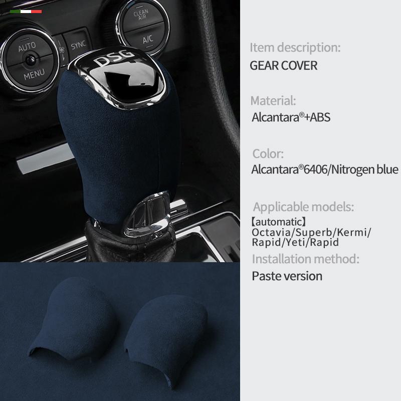 Car Center Console Gear Shift Head Knob Cover Trim For Skoda Octavia Superb Kermi Rapid Yeti Rapid Alcantara Suede Accessories