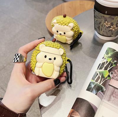 3D Cartoon Cute Hedgehog Durian dla Airpods Pro 2nd Generation Case, Miękki silikonowy ochronny pokrowiec na słuchawki do etui Airpods Pro