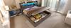 Upholstered Bed 140x200 Cm Hydraulic Storage & LED Headboard, 4 Charging Stations (USB/Type-C), Bed Slatted Base, Grey Linen Fabric (Without Mattress)