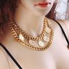 Retro Geometric Chunky Chain Multi-layer Portrait Pendant Tassel Necklace