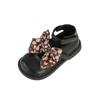 Little Girls Leather Shoes Hand-Painted Bow French Style Fashion Kids Round-toe Versatile Soft 2024 Children Loafers Elegant PU