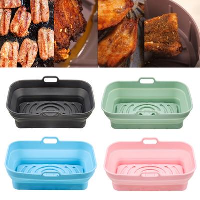Forro Dobrável para Air Fryer Silicone Inserção de Cesto para Air Fryer com Bordas Elevadas Assadeira Universal Acessório de Cozinha