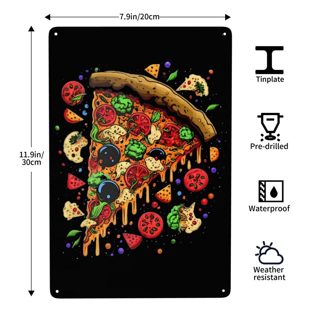 Vintage Pizza Metallschild Pepperoni Pizza Bestes der Stadt Schild Wanddeko für Zuhause Pub Café Club Kunstdekoration 8x12 Zoll