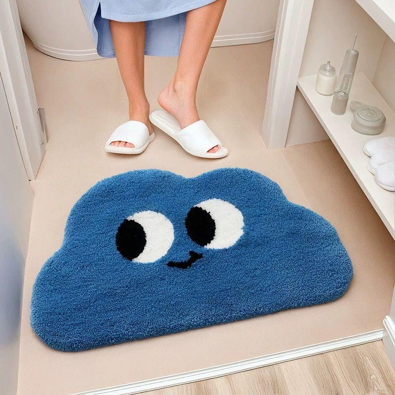 Tapis de sol de toilette à séchage rapide pour porte de salle de bain en imitation cachemire plat ménager