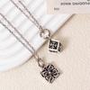 K-Heart Rattan Cube Cross Pendant Necklace: Punk Hip Hop Sweater Chain for Men & Women
