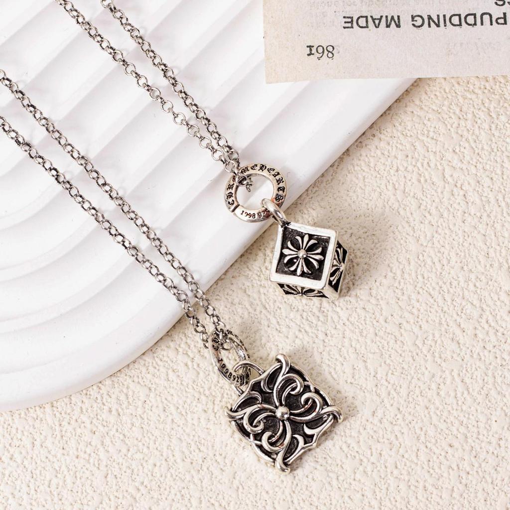 K-Heart Rattan Cube Cross Pendant Necklace: Punk Hip Hop Sweater Chain for Men & Women