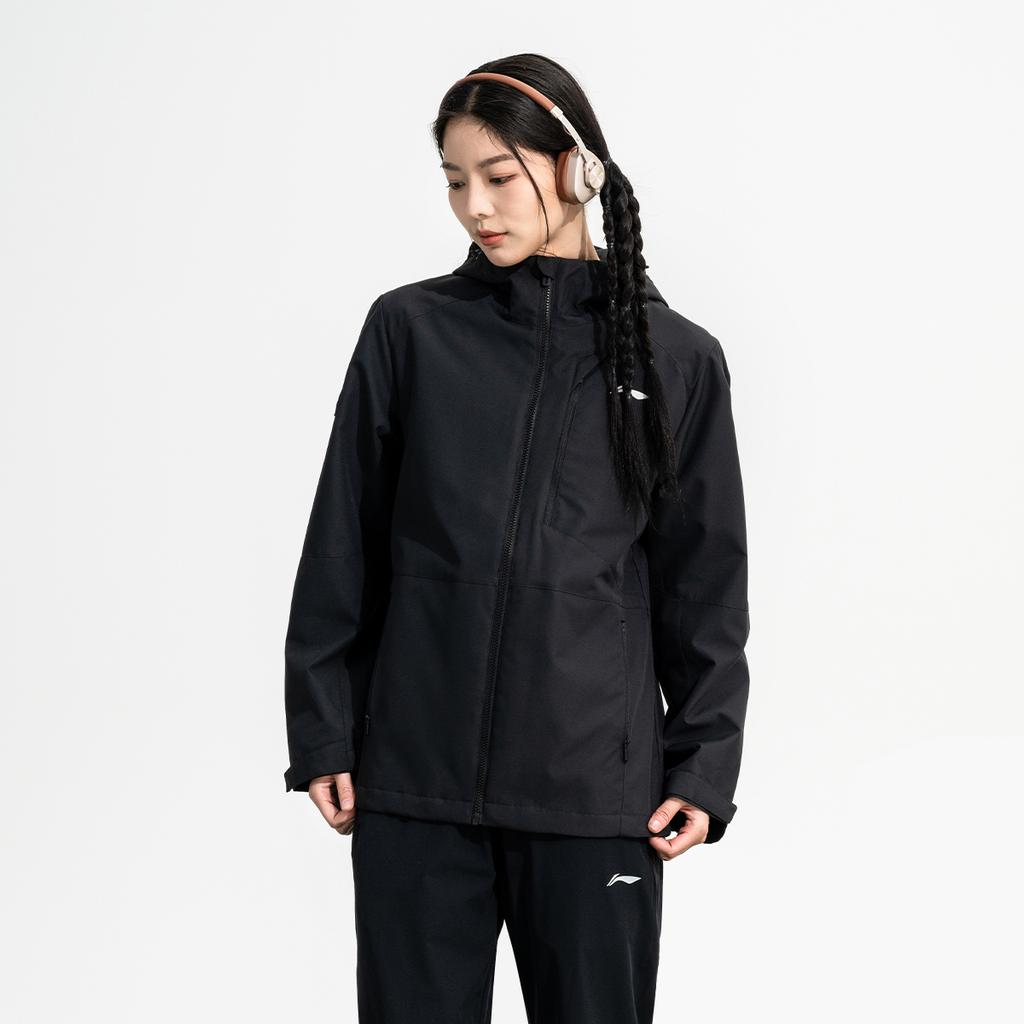 Li Ning Table Tennis Series Color Block Hooded Windbreaker Unisex Outerwear Black AFDUC59-5
