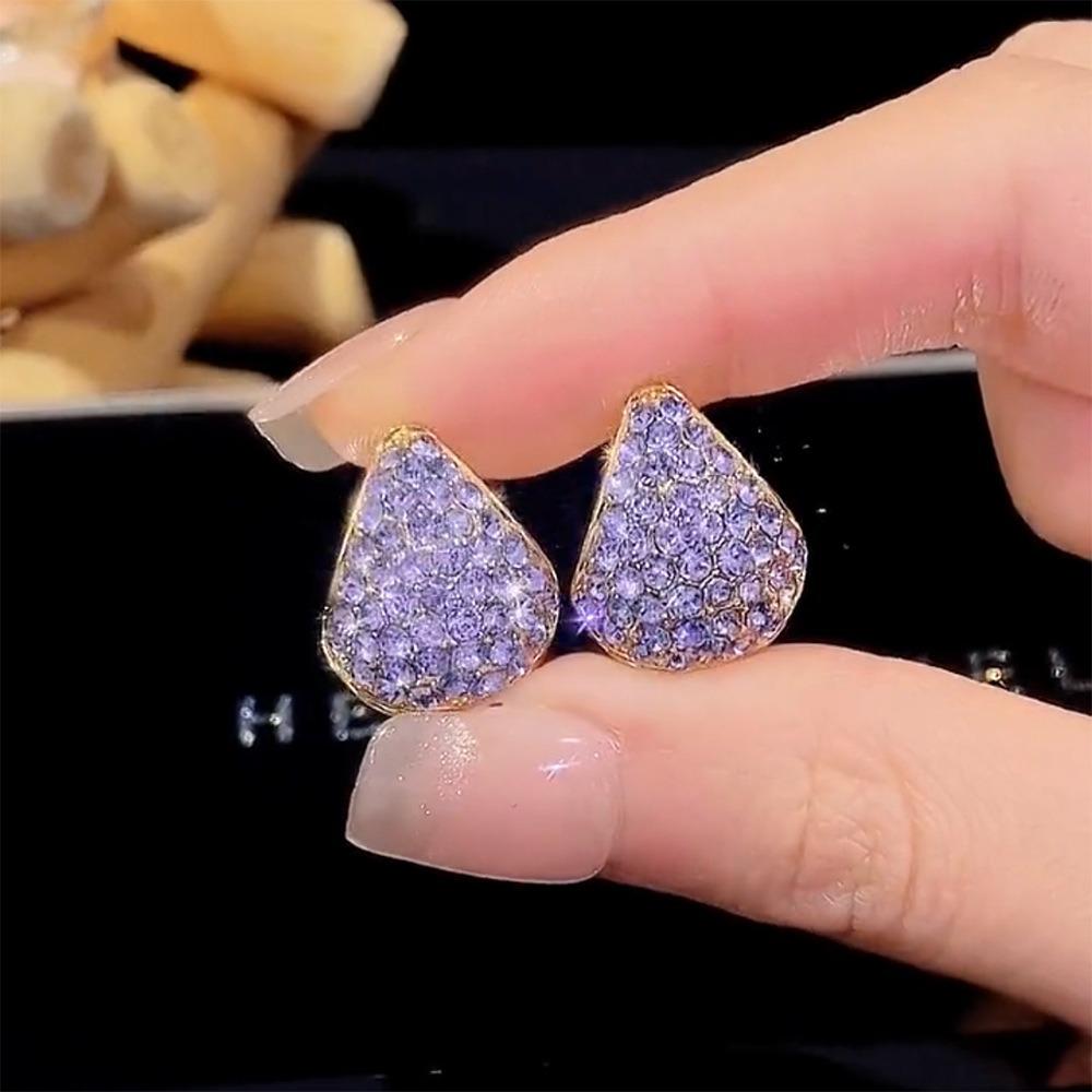 Ultra-shiny, Exquisite Purple Earrings, High-end Luxury Basket Earrings, Versatile, Simple and Elegant Earrings