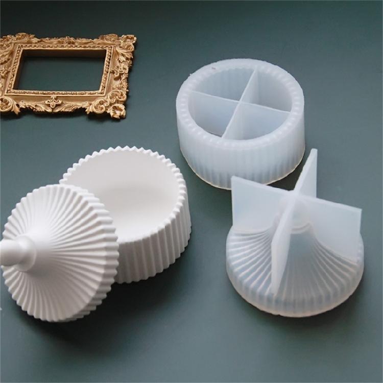 Candle Cup Molds Jewelry Box Molds Handmade Storage Box Silicone Molds Striped Candle Jar Molds