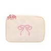 Korean Style Pink Embroidered Bow Storage Bag  Portable High Quality Large Capacity Travel Makeup Waterproof Lightweight Bag